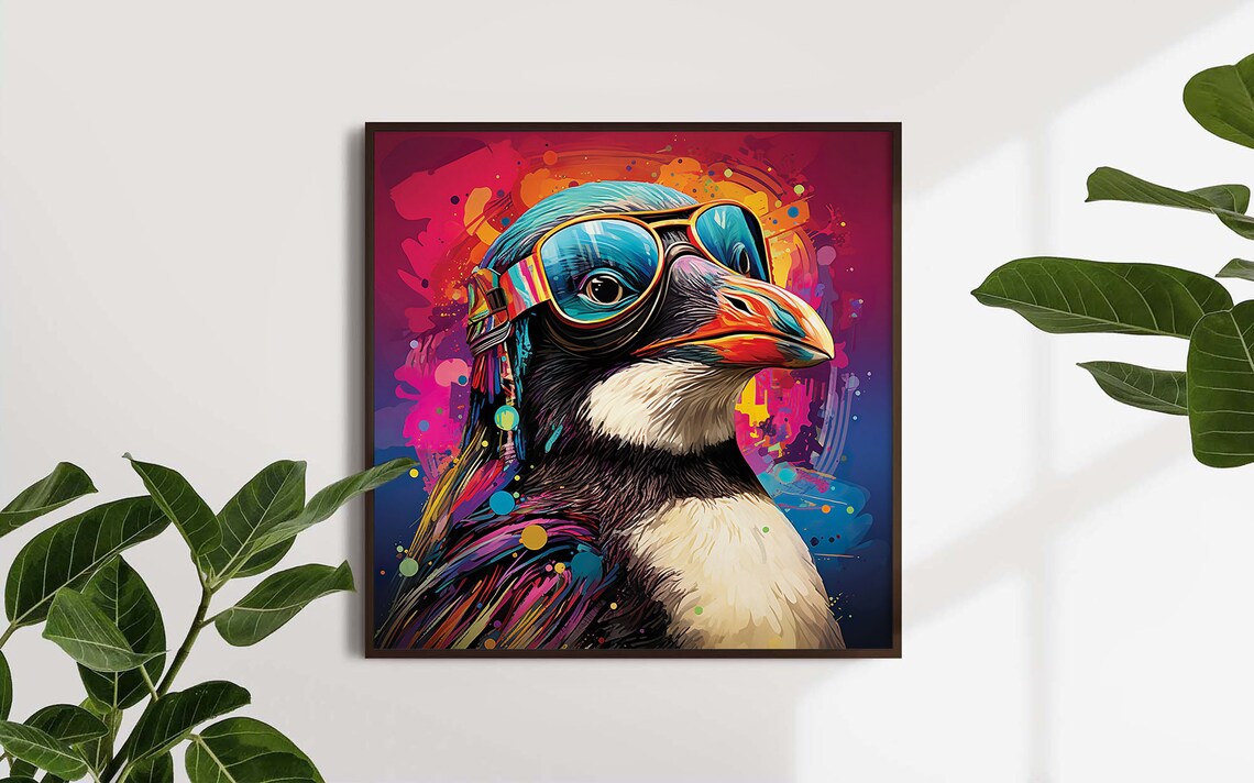 Psychedelic Penguin With Glasses, Wall Art Print - Image 5