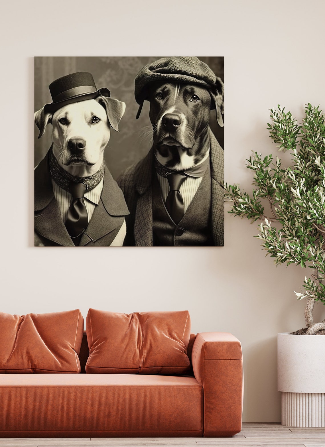 Vintage Gangster Dogs 1920s Suits Funny Black White Photo Poster - Image 3