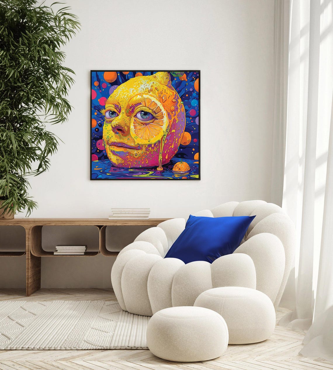 Surreal Lemon Face Human Eyes Psychedelic Juicy Fruit Art Poster - Image 3