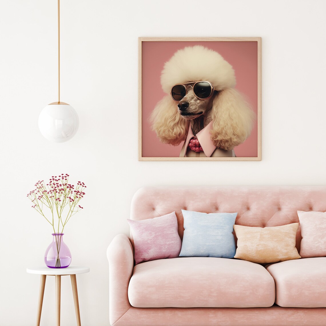 Poodle In Sunglasses Pink Fashion Portrait Stylish Dog Art Poster - Image 3