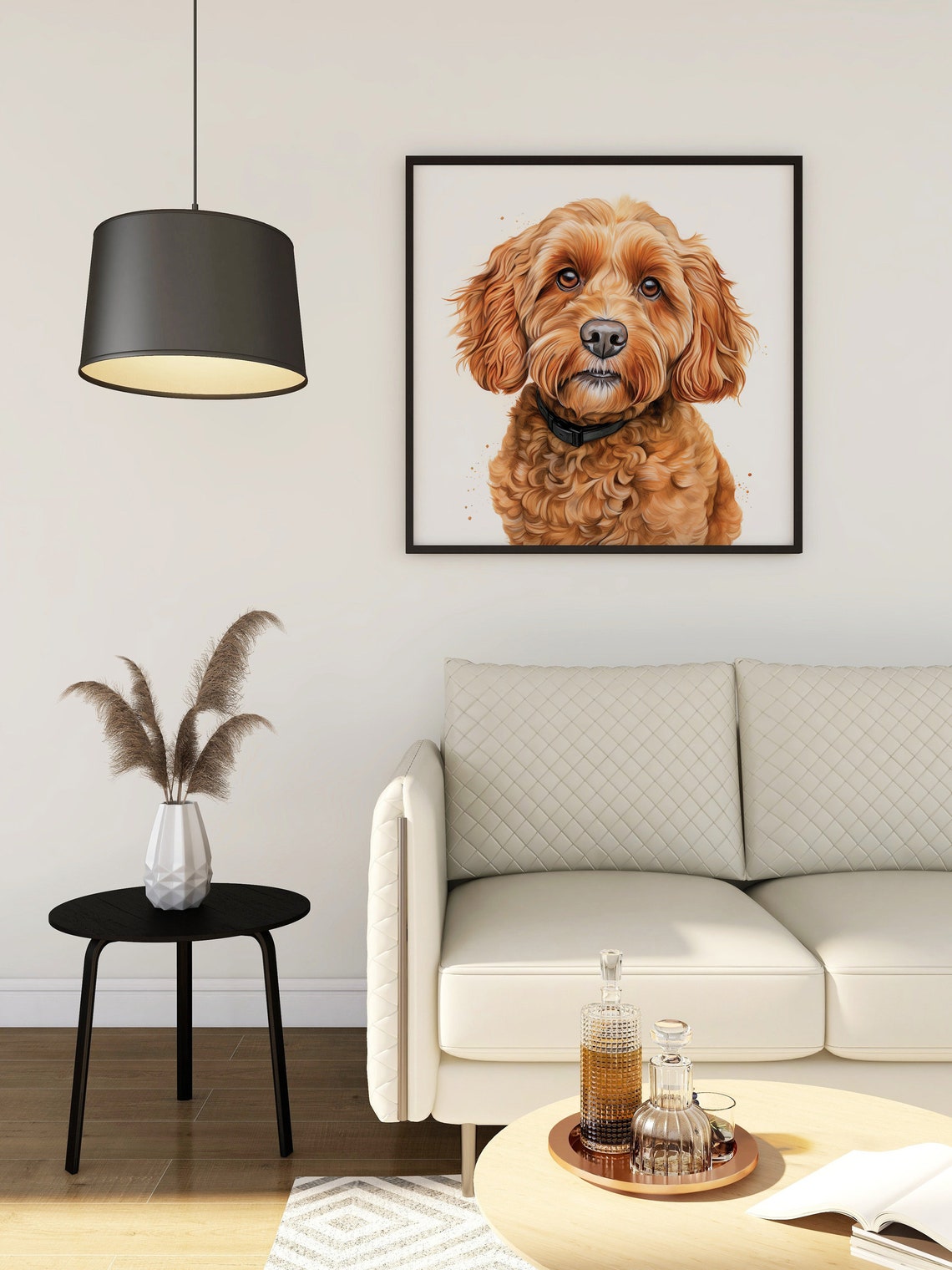 Red Cockapoo Dog Portrait Watercolor Realistic Pet Painting Poster - Image 3