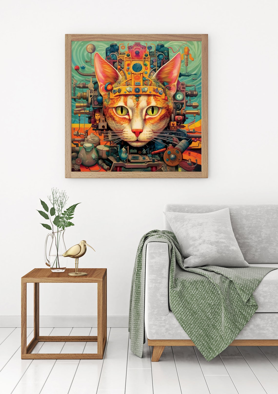 Steampunk Cat Face With Gears And Machinery Orange Cat Art Poster - Image 4