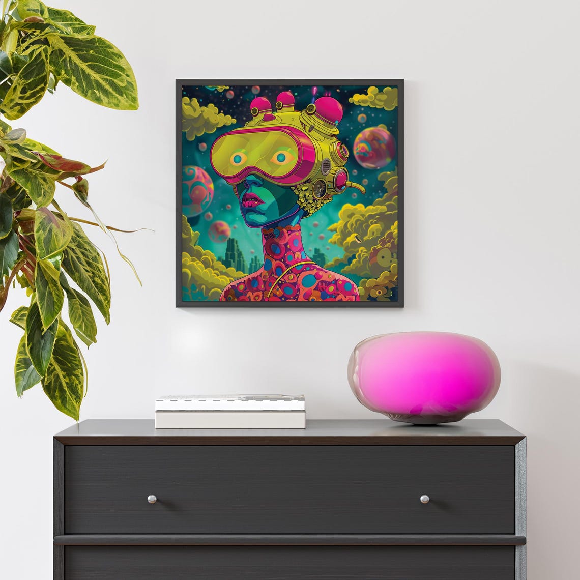Neon Cyber Woman Space Traveler Psychedelic Sci Fi Robot Art Print - Image 5