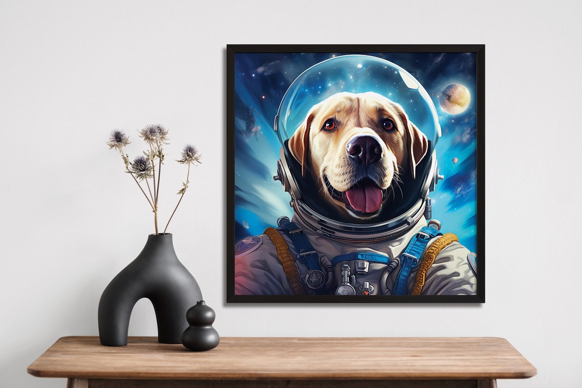 Astronaut Labrador Space Suit Happy Dog Cosmic Adventure Poster - Image 3