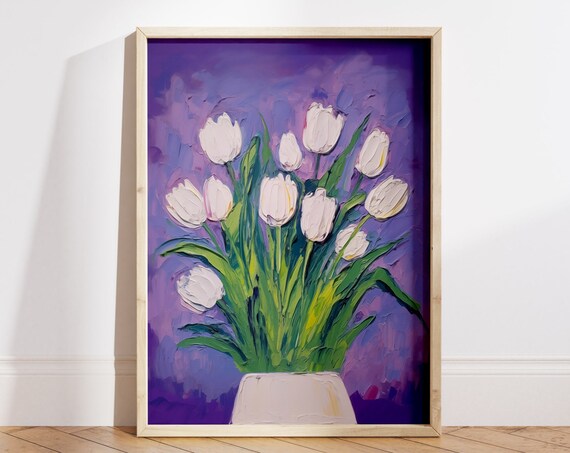 Flower Vase Wall Art Matisse Style Flower Still Life Painting Flower Market Poster Vintage Tulip Illustration Print File