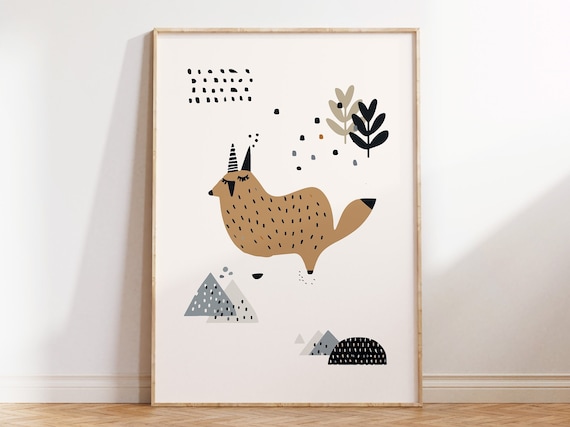 Cute Goat Nursery Illustration Minimalist Kids Room Animal Poster