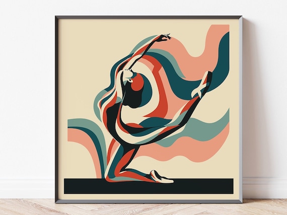 Abstract Ballet Dancer Flowing Ribbons Colorful Dance Art Poster