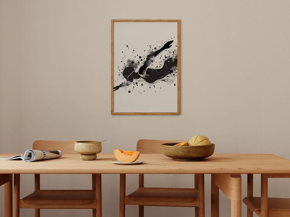 Swimmer Wall Art Poster For Stylish Minimalist Swimmer Gift I Scandinavian Style Swimming Print For Instant I
