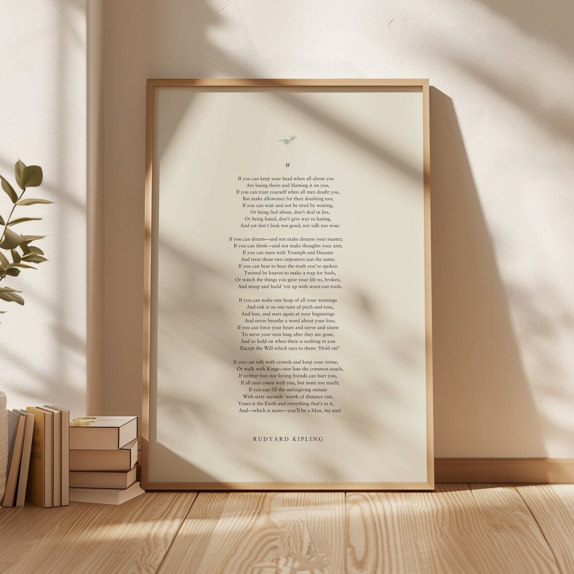 Rudyard Kipling If Poetry Art Print, Literary Decor