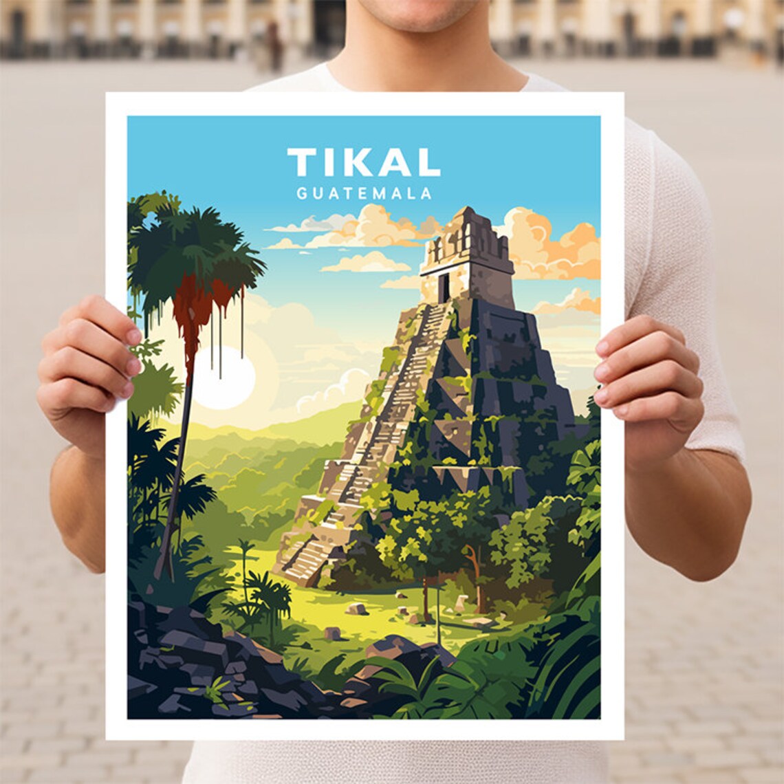 Tikal Guatemala Mayan Ruins Travel Poster