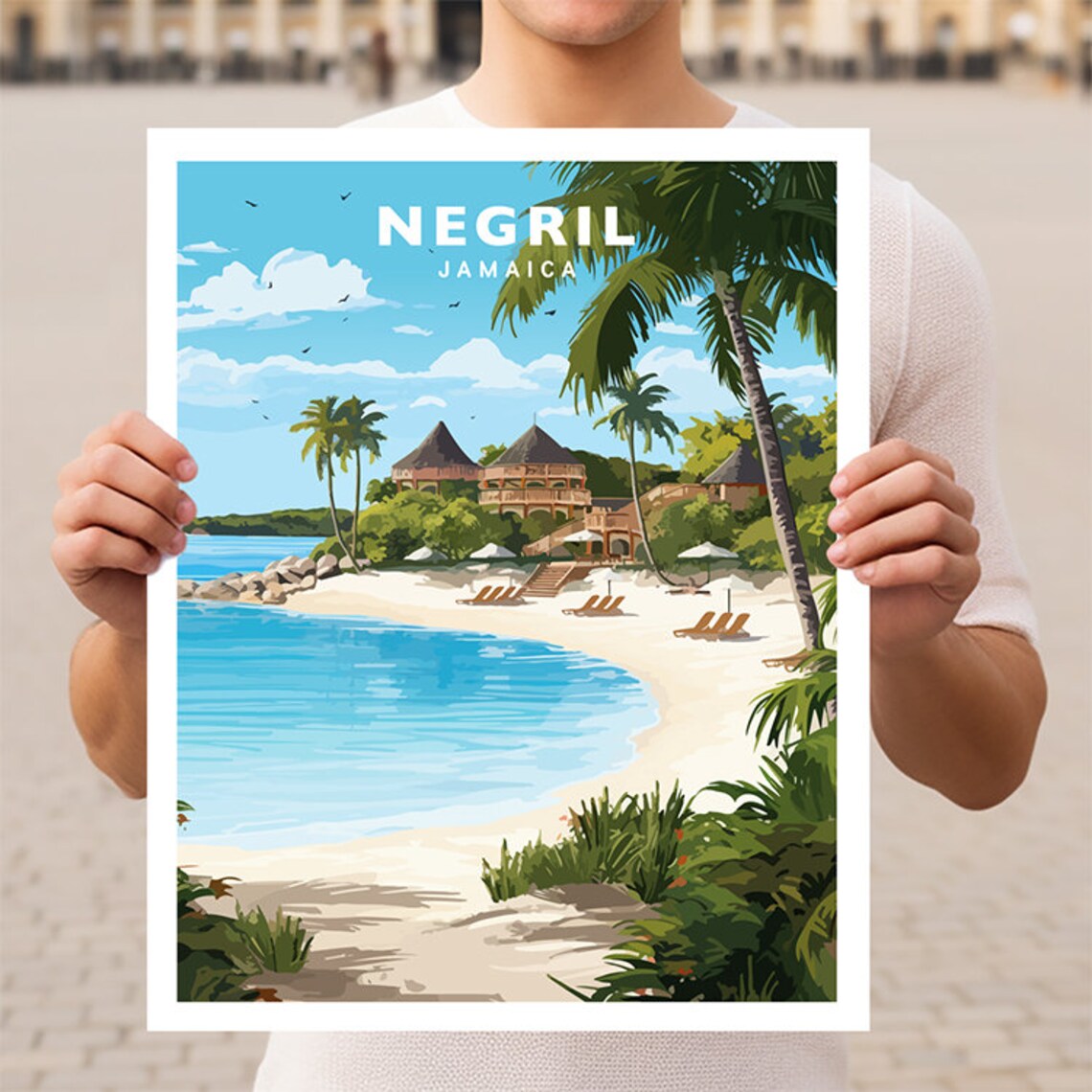 Negril Jamaica Travel Poster, World & Cultural Art
