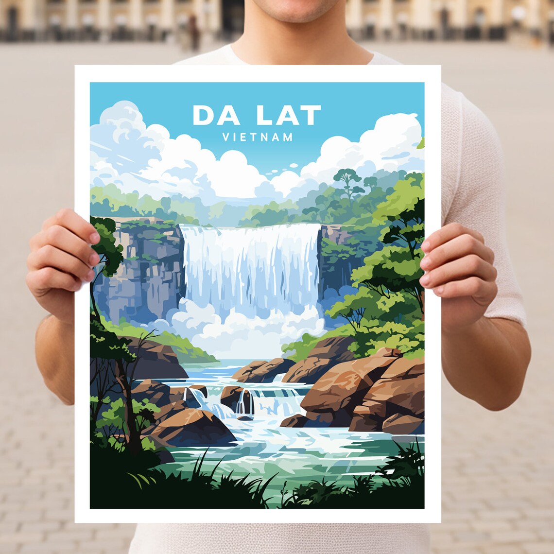 Da Lat Vietnam Tropical Highland Waterfall Jungle Forest Poster