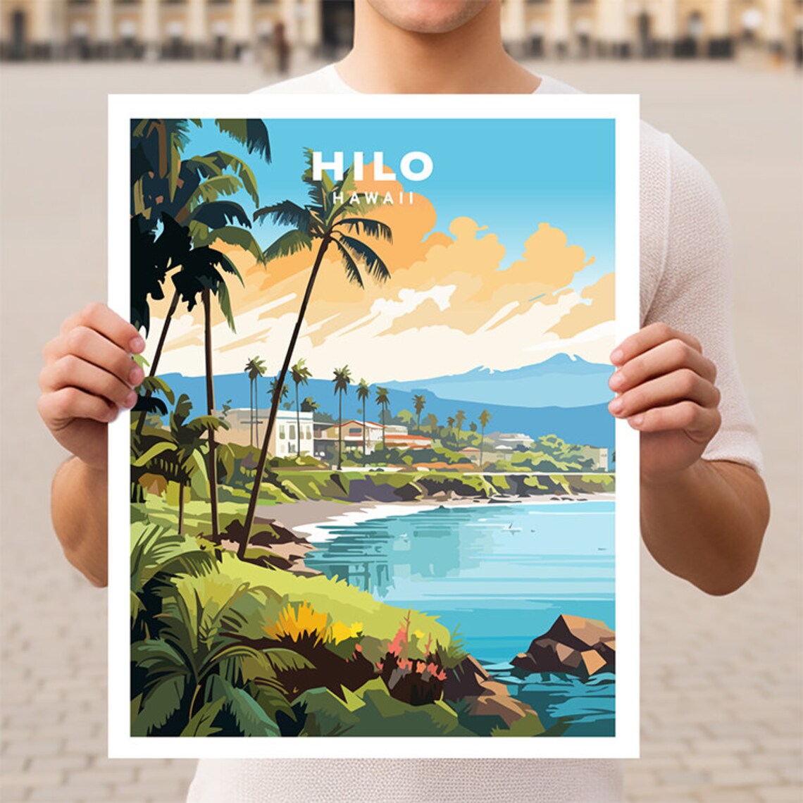 Hilo Hawaii Travel Poster, Place-Name Wall Art
