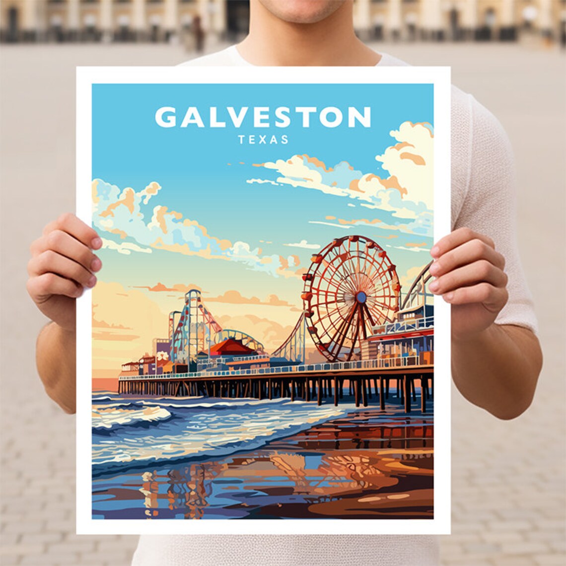 Galveston Texas Travel Poster, Wall Art Print