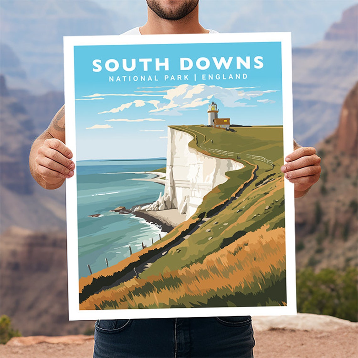 South Downs National Park England White Chalk Cliffs Coast Poster