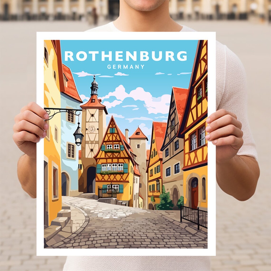 Rothenburg Germany Travel Poster, European Wall Art