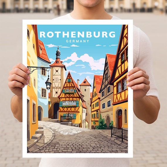 Rothenburg Germany Travel Poster, European Wall Art