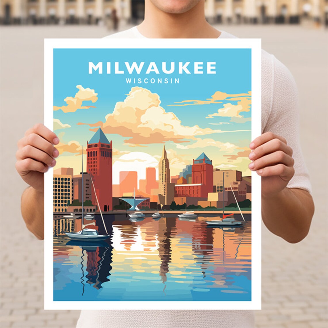 Milwaukee Wisconsin Travel Poster, City Wall Art