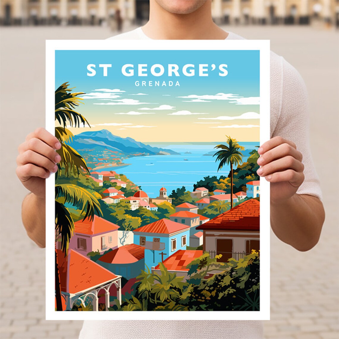St Georges Grenada Travel Poster, Place Wall Art