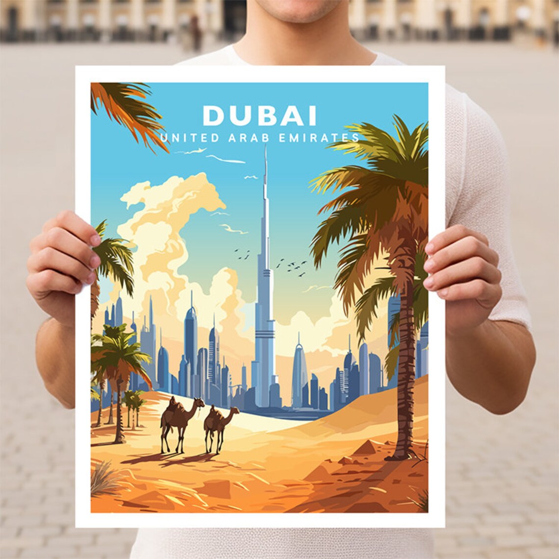 Dubai, UAE Travel Poster, United Arab Emirates