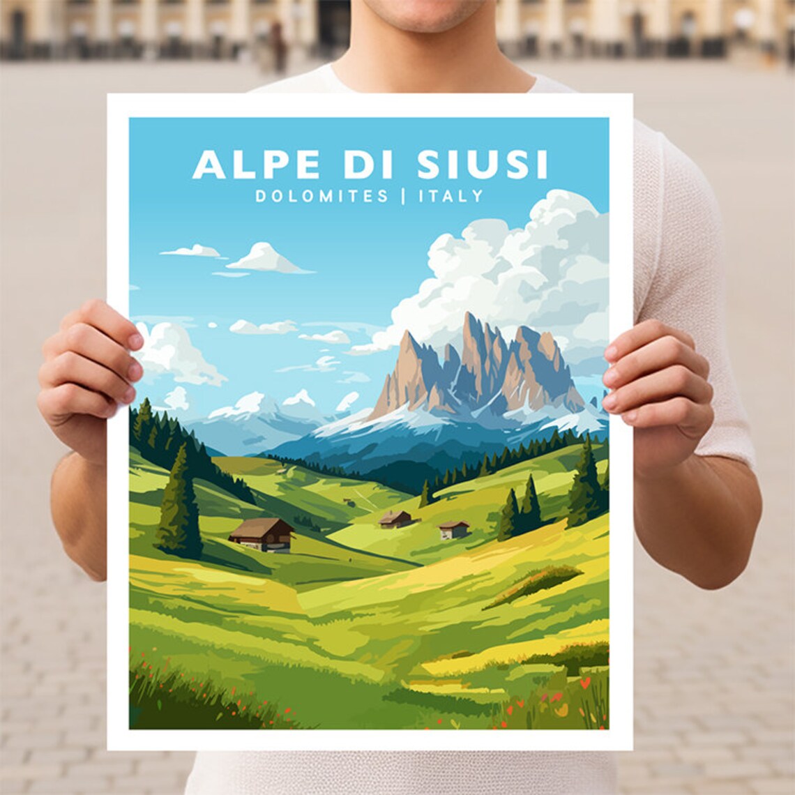 Alpe Di Siusi Dolomites Alpine Meadow Scenery Italy Travel Poster