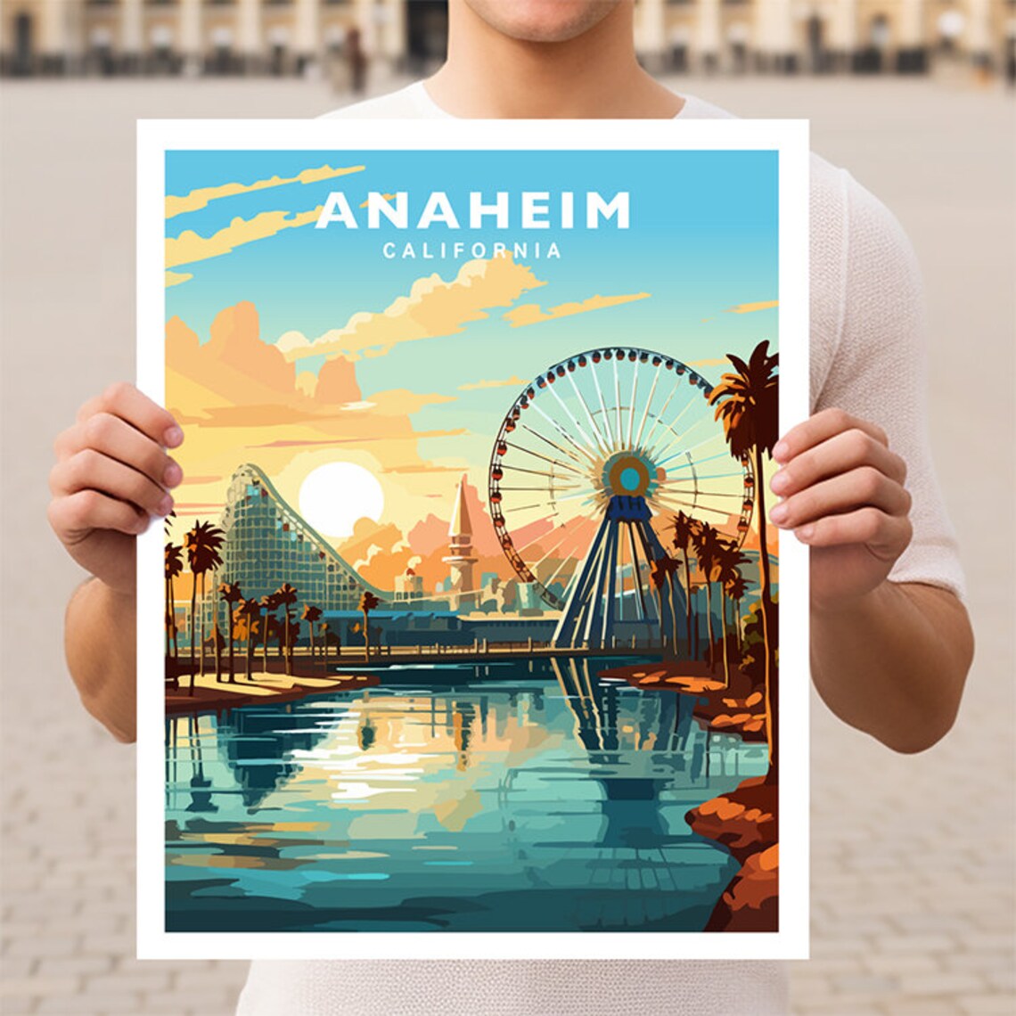 Anaheim California Travel Poster, USA Travel Art