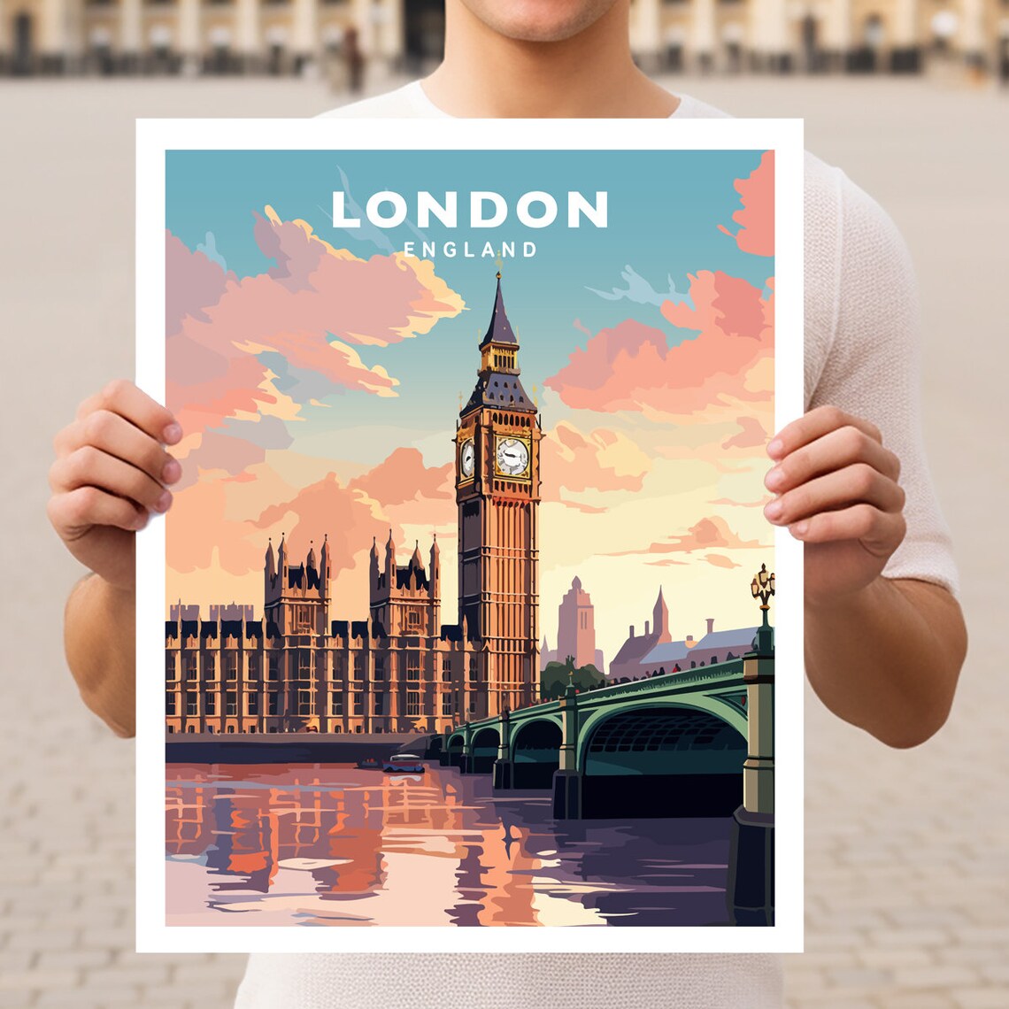 London England Travel Poster, UK Wall Art