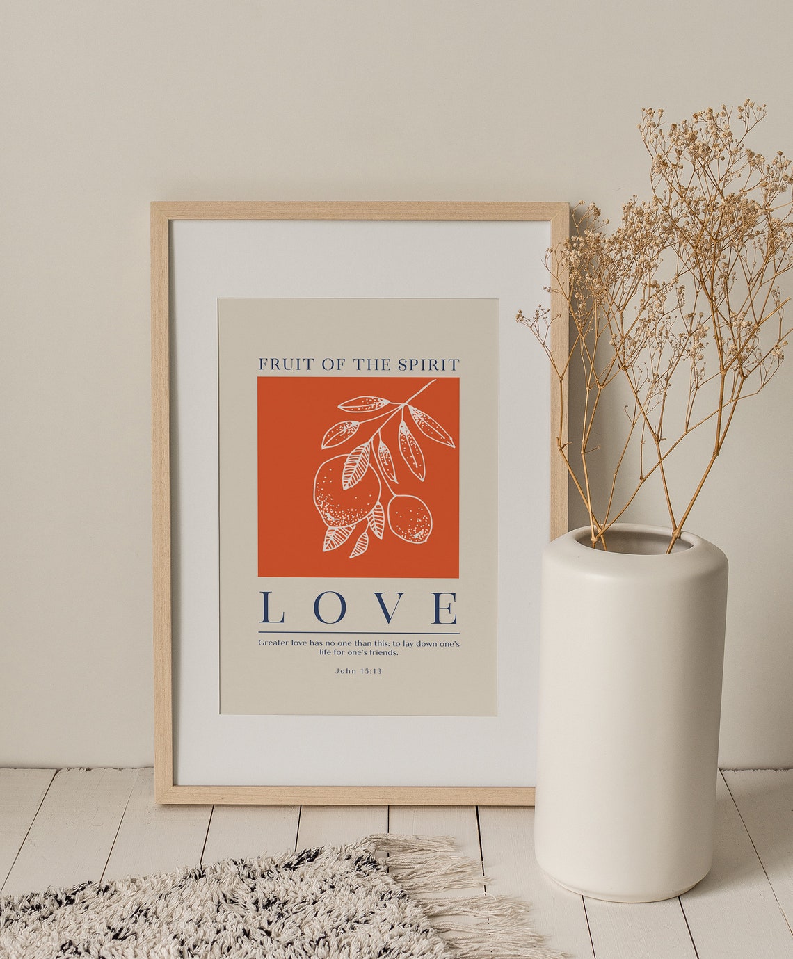 Fruit of the Spirit Love John 15:13 Modern Botanical Art Print - Image 2