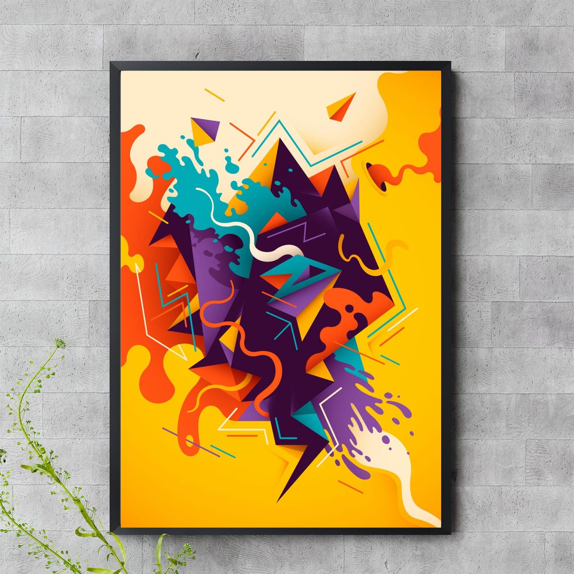 Colorful Abstract Wall Art Modern Geometric Poster Bold Splash Print Jpeg Urban Pop Style Decor