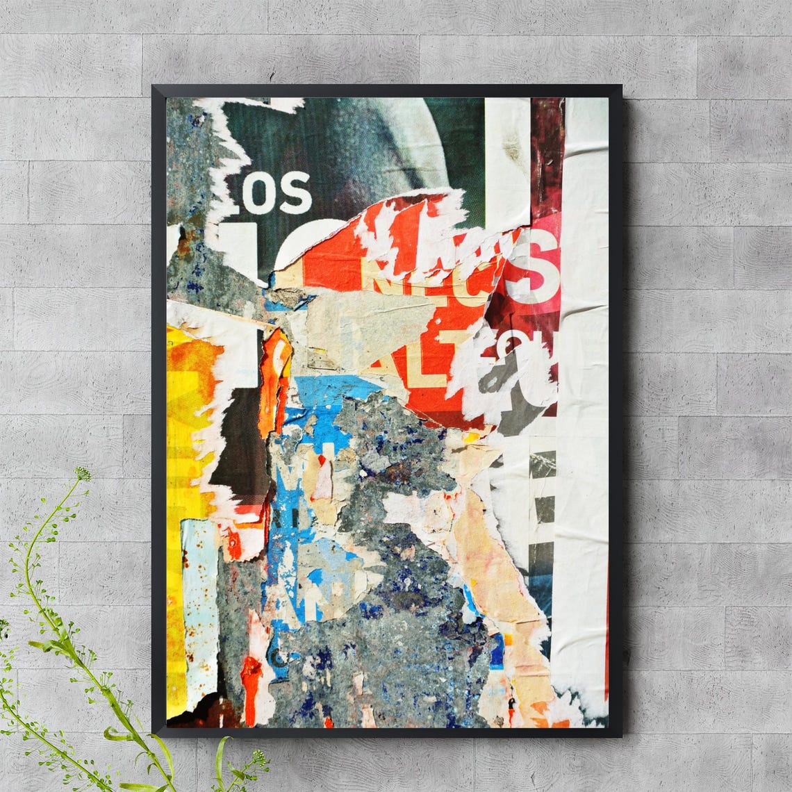 Torn Urban Collage Street Art Textured Colorful Abstract Wall Art