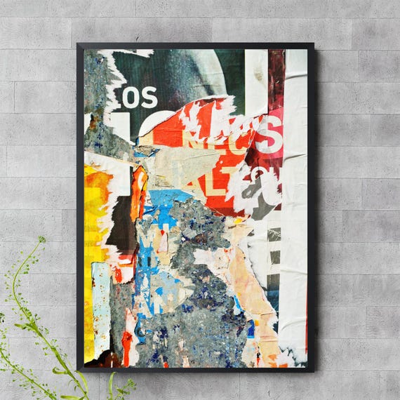 Urban Street Collage Art Print Torn Poster Texture Wall Colorful Abstract