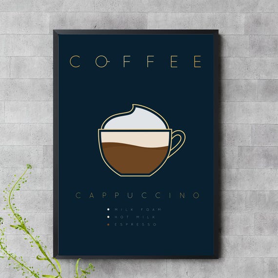 Cappuccino Coffee Wall Art Minimalist Poster Modern Kitchen Decor
