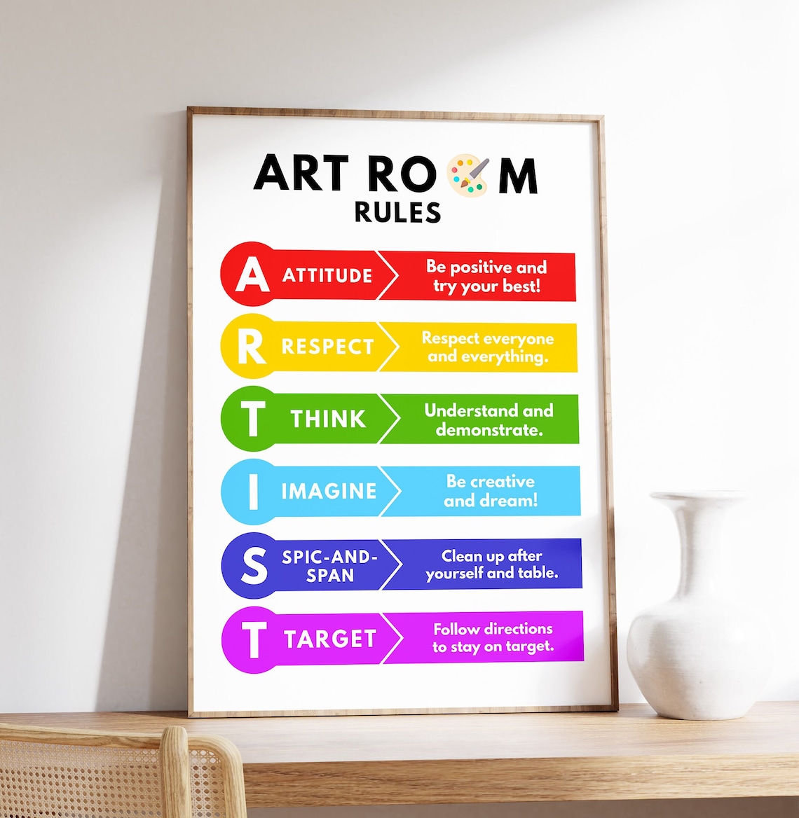 Art Room Rules Poster, Classroom Expectations Print