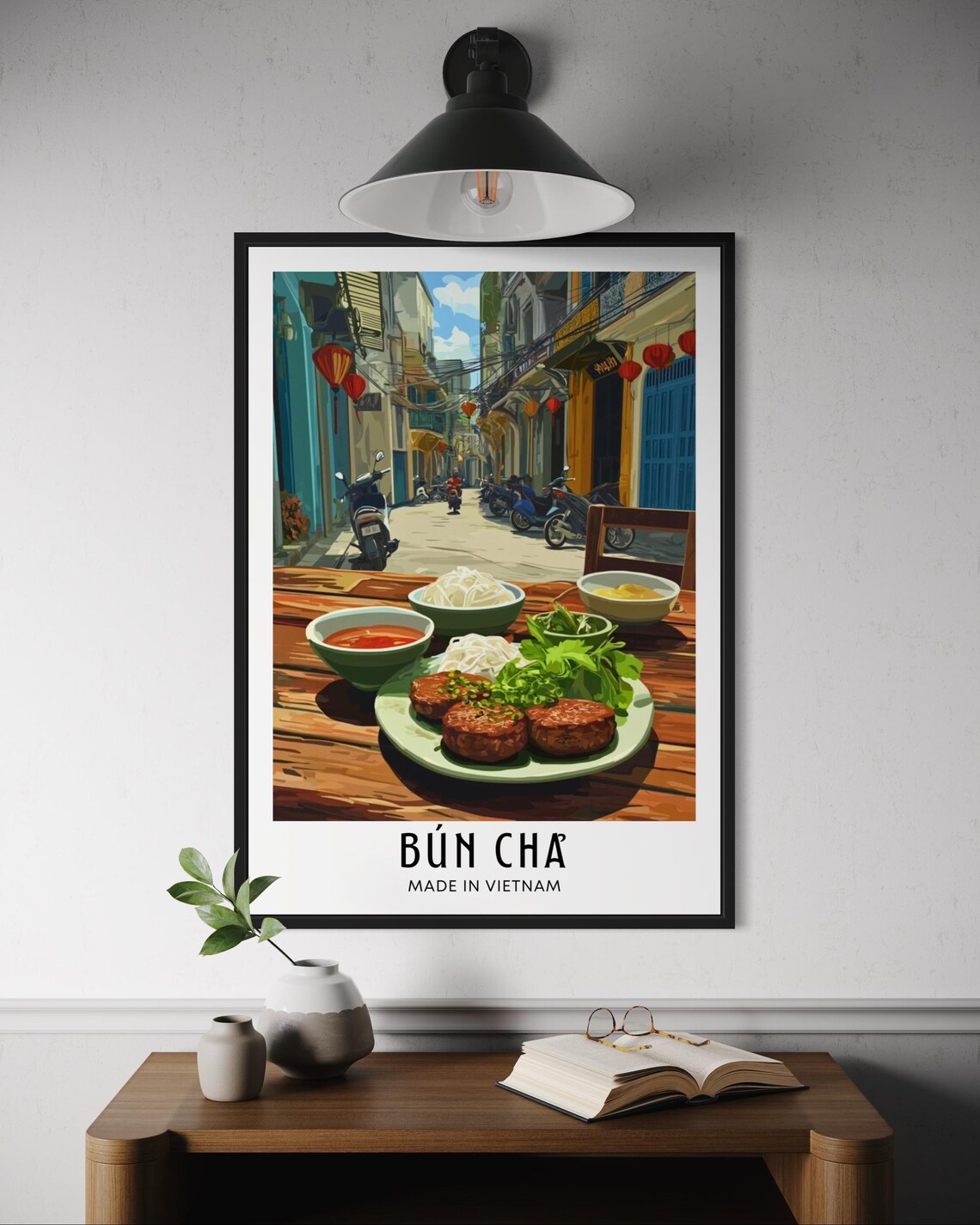 Bun Cha Vietnamese Grilled Pork Hanoi Street Food Illustration Poster
