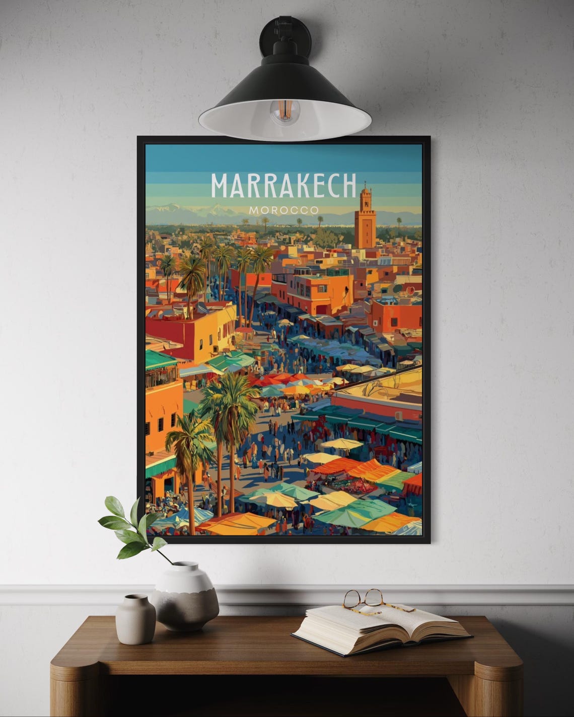 Marrakech Morocco Jemaa El Fnaa Market Aerial View Travel Poster