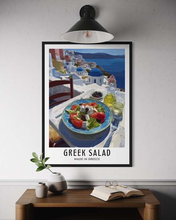 Greek Salad Santorini Taverna Feta Olive Summer Lunch Poster