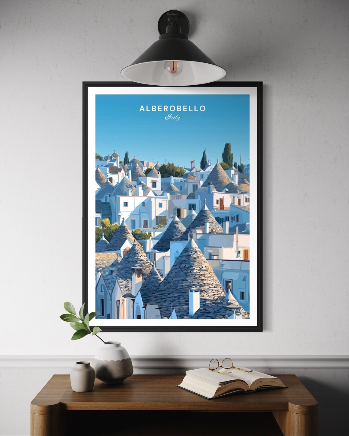 Alberobello Italy Travel Poster, Trulli Houses