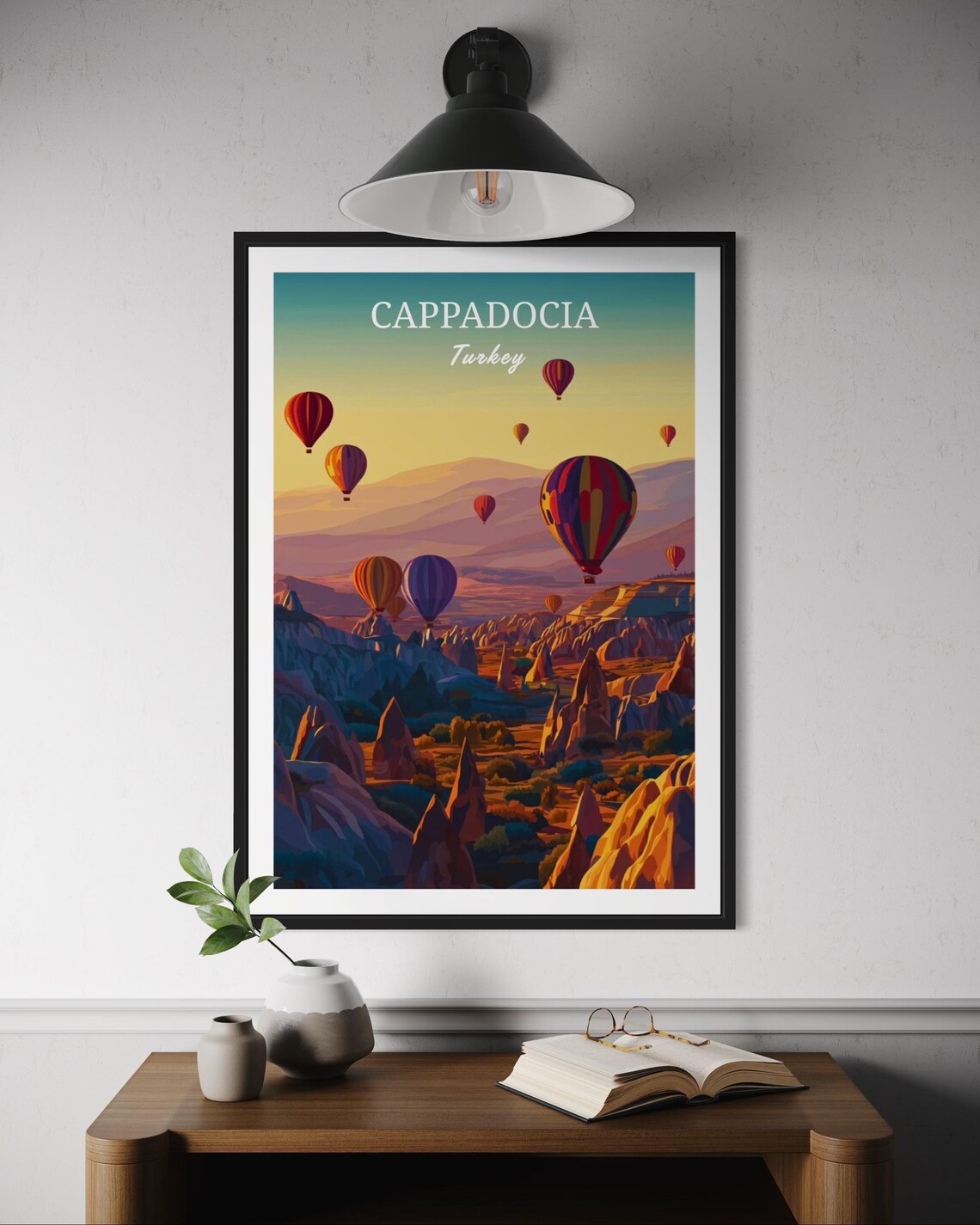 Cappadocia Turkey Hot Air Balloons Sunrise Landscape Travel Poster