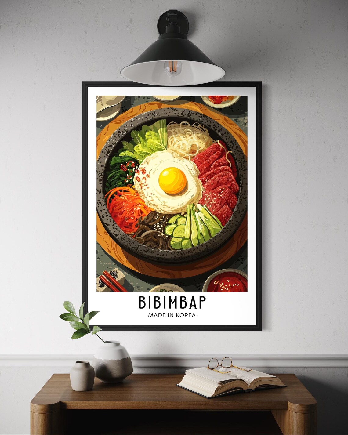 Bibimbap Korean Food Poster, Kitchen Wall Art