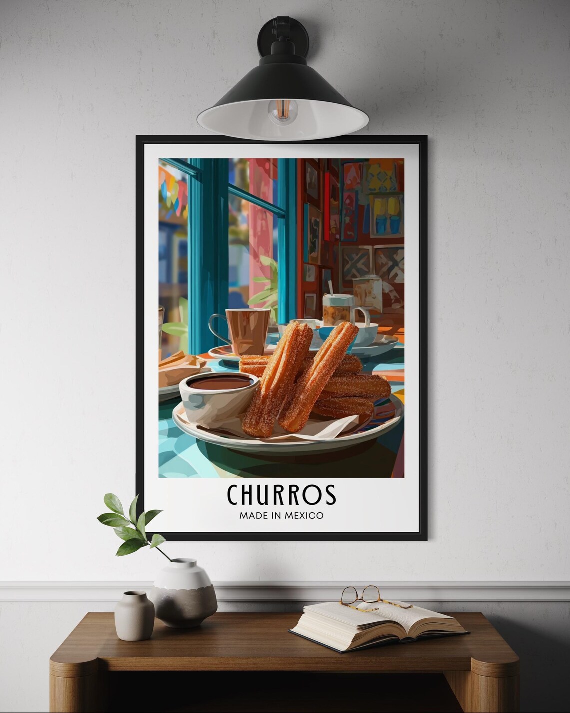 Churros Made in Mexico Sweet Chocolate Dip Cafe Window Art Poster