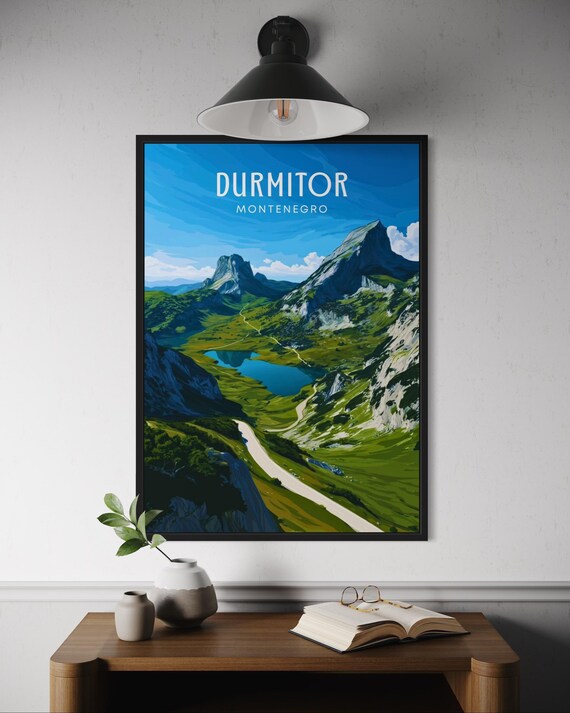 Durmitor Montenegro Mountain Valley Lake Scenic Travel Poster