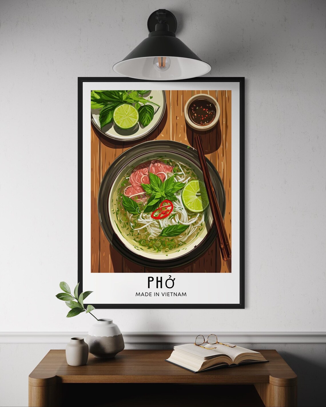 Pho Vietnamese Food Poster, Vietnam Kitchen Decor