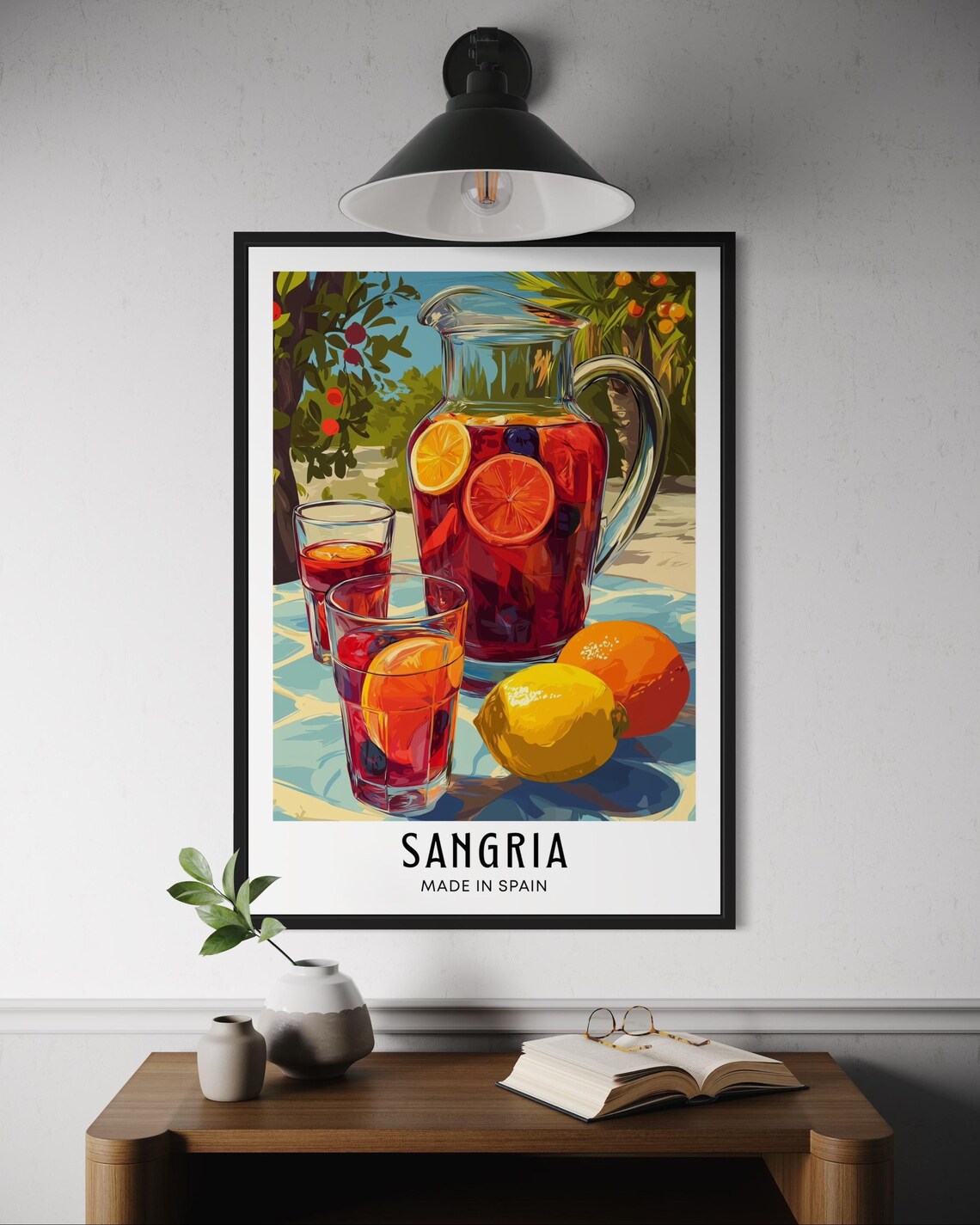 Spanish Sangria Cocktail Poster, Mediterranean Kitchen Art Print