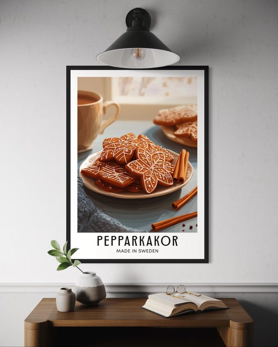 Pepparkakor Poster Traditional Swedish Christmas Ginger Cookies Wall Art Festive Holiday Treat Print Cozy Kitchen Decor Sweden Food