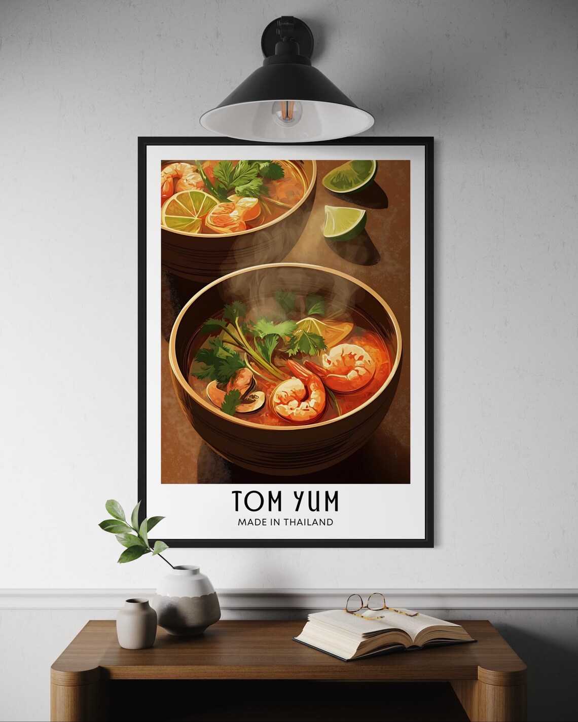 Tom Yum Thailand Spicy Steaming Shrimp Soup Twin Bowls Food Art Poster