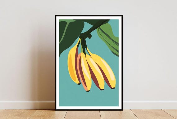 Banana Poster Kitchen Print Banana Wall Art Fruit Poster Banana Print Banana Fruit Wall Art Kitchen Poster Fruit Print Kitchen Art