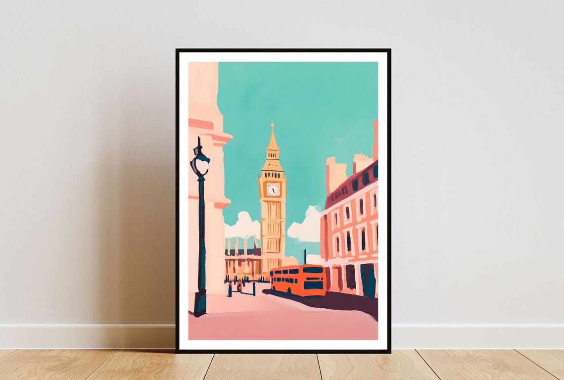 London Poster Big Ben Print London Wall Art Travel Poster London Print London England London Oil Painting Wall Art Pastel Art Uk Art