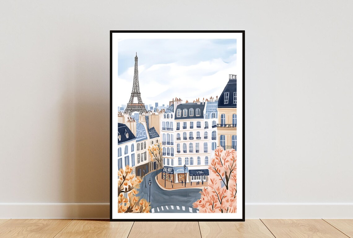 Eiffel Tower Paris Travel Poster, French Wall Art