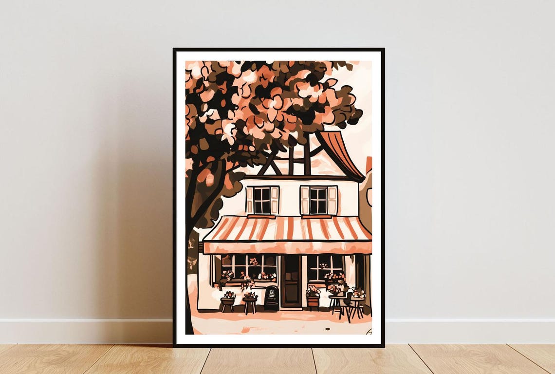 Cozy Pub Storefront Illustration Art Print Warm Tavern Wall Decor