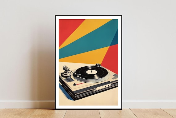 Retro Record Player Poster, Vintage Music Art Print